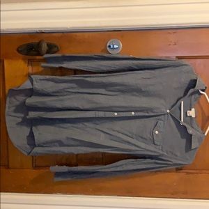 Denim like log sleeve dress/ long shirt